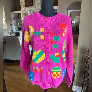 Vintage Pinwheels Pink‎ Knit Cardigan